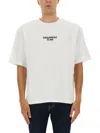 Dsquared2 Men White Crewneck T-shirt With Logo Lettering On The Front In Cotton Man In White
