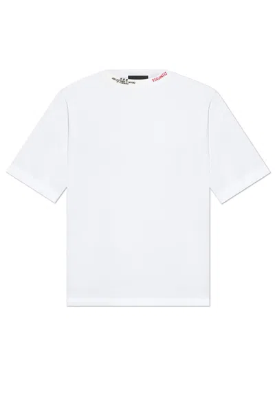 Dsquared2 Logo Embroidered Crewneck T In White