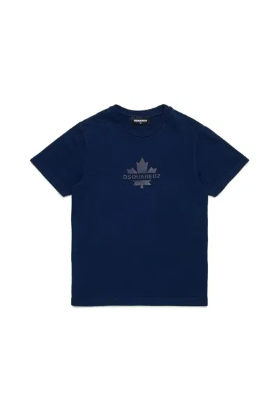 Dsquared2 T-shirt With Maple Leaf In Blue
