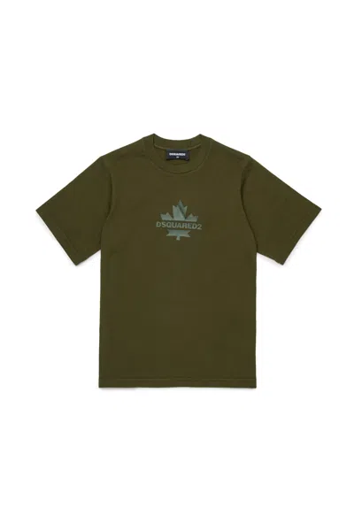 Dsquared2 T-shirt With Maple Leaf In Green