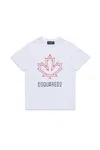 Dsquared2 Kids' T-shirt With Maple Leaf Outline In White