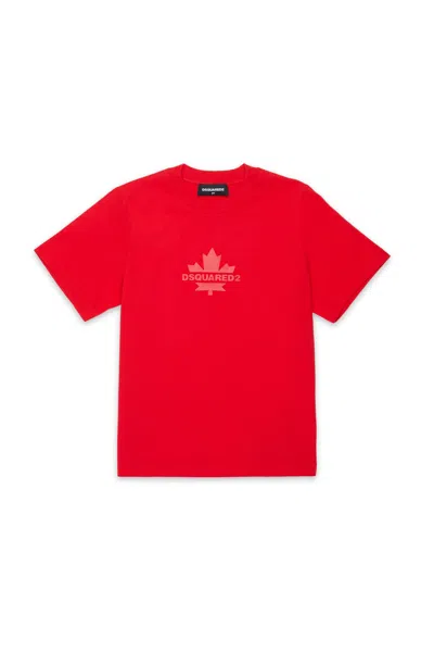DSQUARED2 T-SHIRT WITH MAPLE LEAF