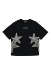 Dsquared2 T-shirt Con Stelle In Mesh E Cristalli In Black