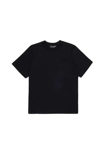 Dsquared2 T-shirt With Pocket And Logo Branded Icon New Generation In Black