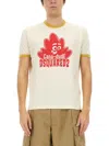 Dsquared2 Graphic Print Cotton T-shirt With Ribbed Trim