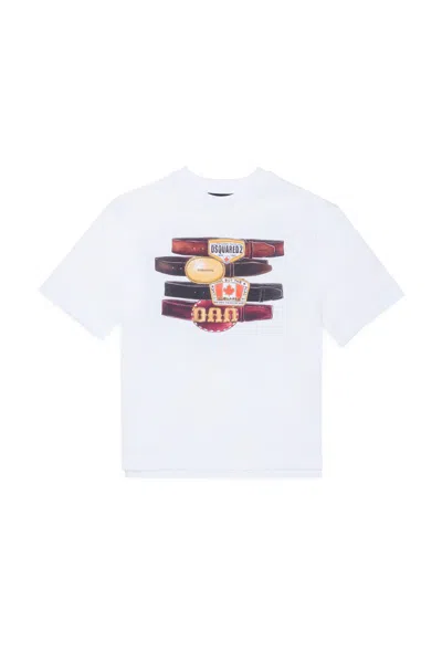 Dsquared2 T-shirt With Print And Logo In White