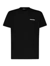 Dsquared2 Black Crewneck T-shirt With Front Logo And Graphic Print On The Back In Cotton Man In Black