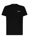 Dsquared2 Black Crewneck T-shirt With Front Logo And Graphic Print On The Back In Cotton Man In Black
