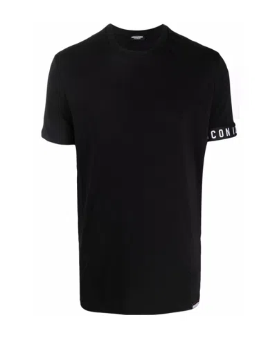 Dsquared2 T-shirt With Round Neck And Short Sleeves In Black