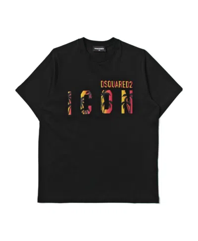 Dsquared2 T-shirt With Round Neck And Short Sleeves In Black