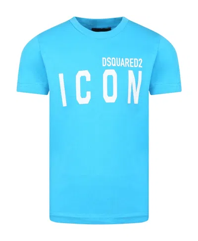 Dsquared2 T-shirt With Round Neck And Short Sleeves In Blue
