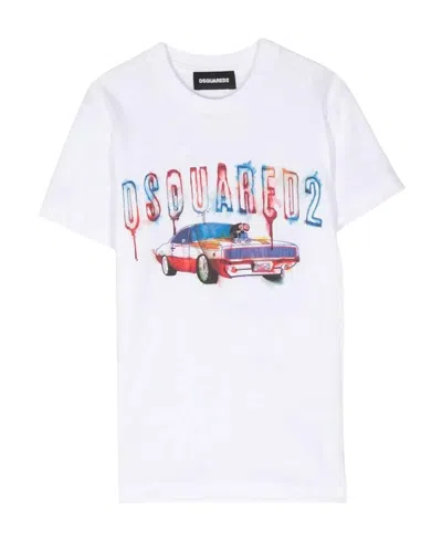 Dsquared2 T-shirt With Round Neck And Short Sleeves In White