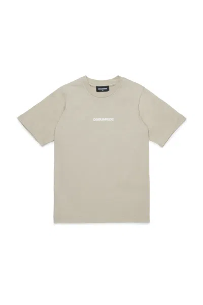Dsquared2 T-shirt With Rubber Effect Logo In Grey