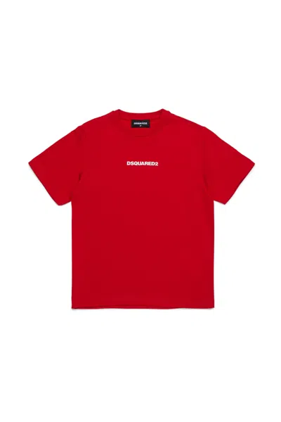 Dsquared2 T-shirt With Rubber Effect Logo In Red