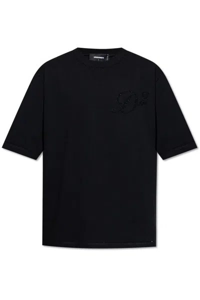 DSQUARED2 CRYSTAL-LOGO CREWNECK T-SHIRT