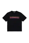 Dsquared2 T-shirt With Striped And Shaded Logo In Black