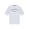Dsquared2 Loose Fit White Cotton Jersey T-shirt With Vintage-effect Logo In White