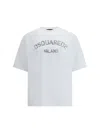 Dsquared2 Loose Fit White Cotton Jersey T-shirt With Vintage-effect Logo In White