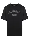 Dsquared2 Loose Fit Black Cotton T-shirt With Vintage Logo In Black