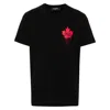 Dsquared2 Black T-shirt Featuring Striking Red Maple Leaf In Black