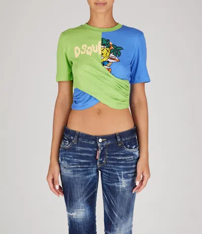 Dsquared2 T-shirts In Acid Green/blue