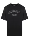 Dsquared2 Loose Fit Black Cotton T-shirt With Vintage Logo