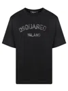 Dsquared2 Loose Fit Black Cotton T-shirt With Vintage Logo