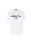 Dsquared2 White Crewneck T-shirt With Logo Lettering On The Front