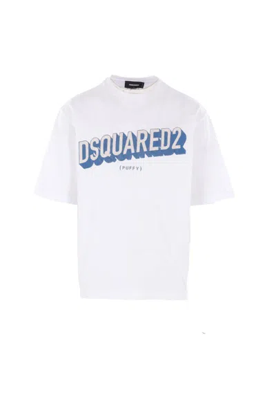 Dsquared2 White Loose Fit 3d Logo T-shirt