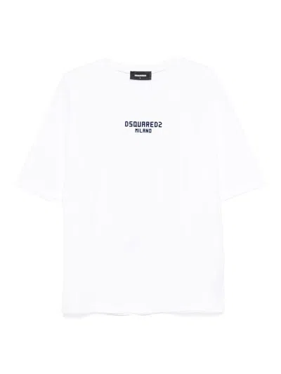 DSQUARED2 DSQUARED2 WHITE COTTON T-SHIRT WITH LOGO