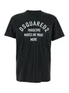 Dsquared2 Black Crewneck T-shirt With Logo Printed On The Front In Cotton Man In Black
