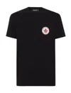 Dsquared2 Black T-shirt With Two-tone Circular Logo In Black