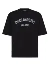 Dsquared2 Loose Fit Black Cotton T-shirt With Vintage Logo In Black