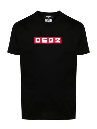 Dsquared2 D2 Logo Patch Crewneck T-shirt In Black