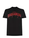 Dsquared2 Black Crewneck T-shirt With Contrasting Print At The Front In Black