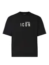 Dsquared2 Loose Fit Black Jersey T-shirt With Contrasting Logo In Black