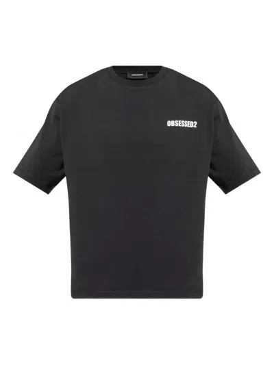 DSQUARED2 DSQUARED2 BLACK T-SHIRT WITH PRINT