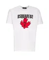 Dsquared2 White Crewneck T-shirt Witrh Screaming Maple In White