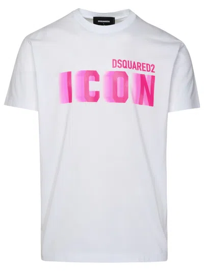Dsquared2 T-shirts And Polos In White/pink Fluo
