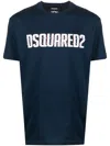 Dsquared2 Crew Neck Surf Board T-shirt With Embossed Logo In Blue