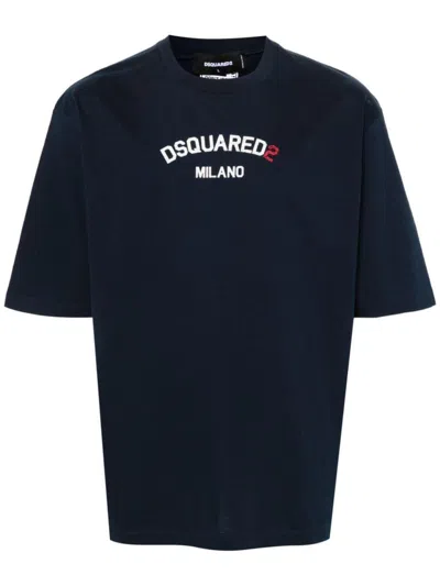 Dsquared2 Logo-print Cotton T-shirt In Navyblue