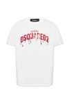 Dsquared2 Crew Neck Bloody Red T-shirt With Embossed Print In White