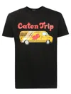 Dsquared2 D-squared2 Mans Black Cotton T-shirt With Caten Trip Print In Black