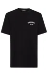 Dsquared2 Men Black Crew-neck T-shirt With Logo On The Front In Cotton Man In Black