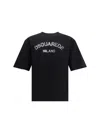 Dsquared2 Loose Fit Black Cotton T-shirt With Vintage Logo In Black