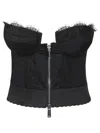Dsquared2 Strapless Lace Cropped Corset Top In Black
