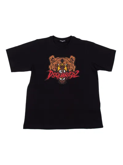 Dsquared2 Kids' T-shirts In Black