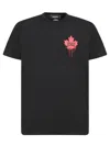 Dsquared2 Black T-shirt Featuring Striking Red Maple Leaf In Black
