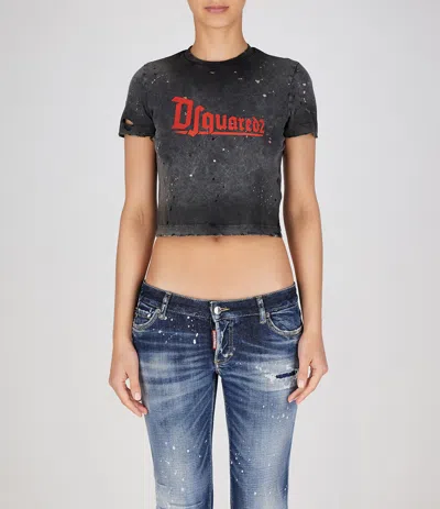 Dsquared2 Woman T-shirt Steel Grey Size M Cotton In Charcoal