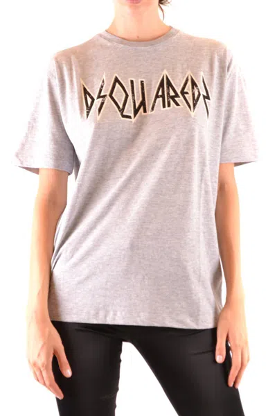 Dsquared2 Heather Grey T-shirt With Bold Graphic Design In Pink